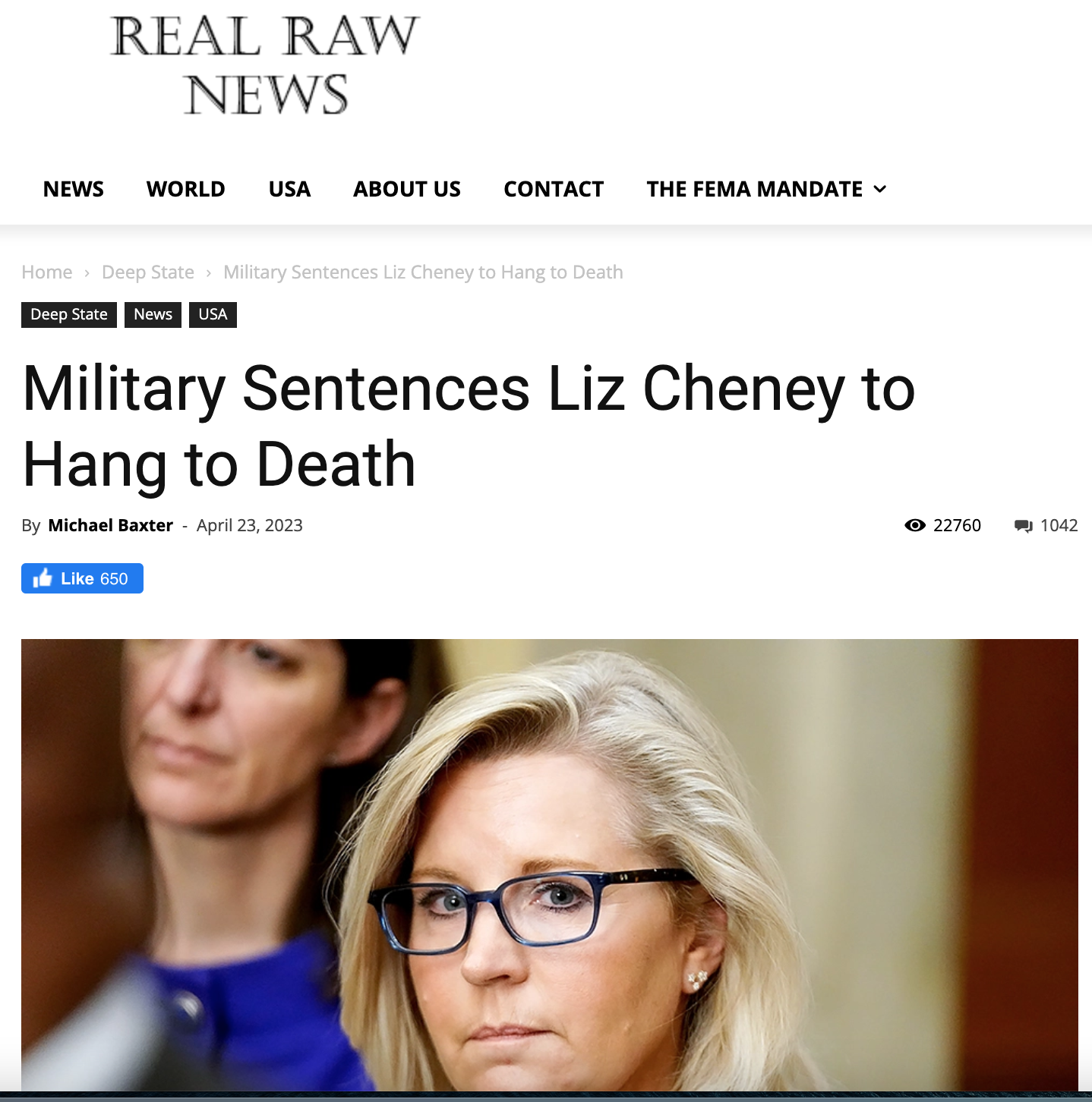 Fact Check: US Military Did NOT Sentence Liz Cheney To Hang | Lead Stories